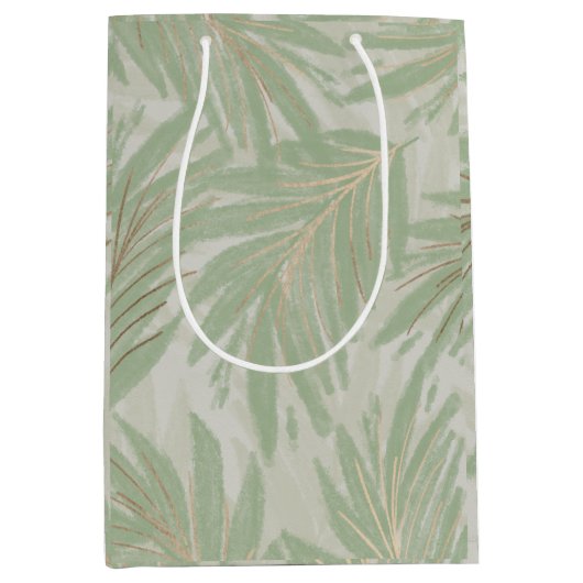 Pastelgroene tropische palmboom vakantie medium cadeauzakje (Voorkant)