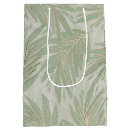 Pastelgroene tropische palmboom vakantie medium cadeauzakje (Achterkant)