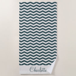 Pastelgroene turquoise naam zig zag streep geometr strandlaken