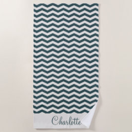 Pastelgroene turquoise naam zig zag streep geometr strandlaken