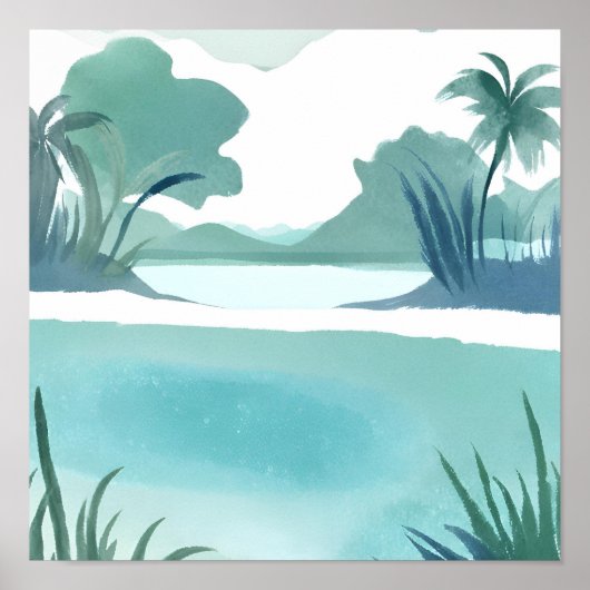 Pastelgroene verborgen lagune poster (Voorkant)