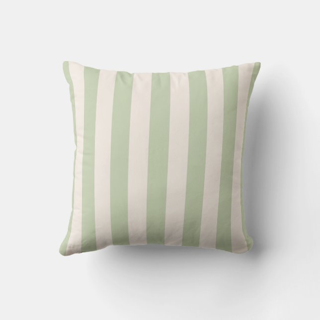 Pastelgroene verticale strepen kussen (Achterkant)