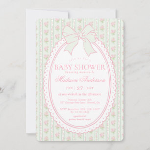 Pastelgroene Vintage Fantasie Bloemen Baby Shower Kaart