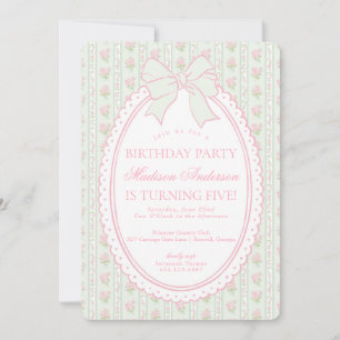 Pastelgroene Vintage Fantasie Bloemige Verjaardags Kaart