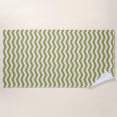 Pastelgroene zigzag streep geometrisch strandlaken (Voorkant)
