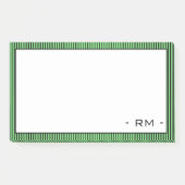 Pastelgroene Zwarte Gestreepte Rand | Monogram  Post-it® Notes (Voorkant)