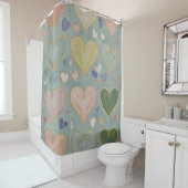 Pastelharttapijt Douchegordijn (In situ)