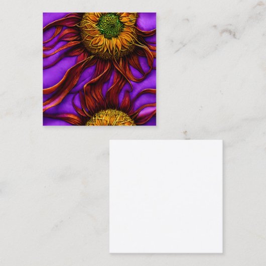Pastelinkt Intriciteitsstroom Intricum zonnebloem  Vierkante Visitekaartje (Voorkant / Achterkant)