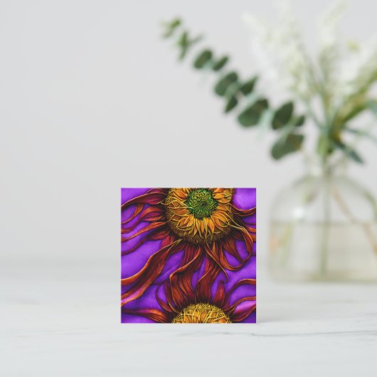 Pastelinkt Intriciteitsstroom Intricum zonnebloem  Vierkante Visitekaartje