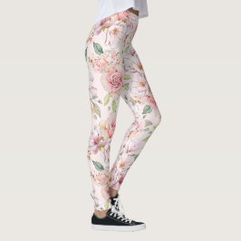 Pastelinkt rozen patroon leggings