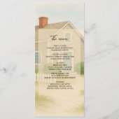 Pastelivoor Blue Cape Coastal bruiloft diner Programmakaart (Voorkant)