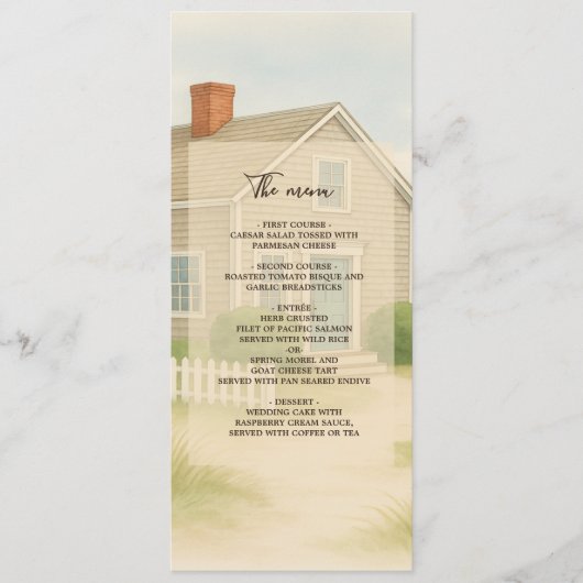 Pastelivoor Blue Cape Coastal bruiloft diner Programmakaart (Voorkant)