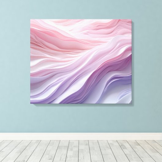 pastelkalmerend golfpatroon canvas afdruk (Insitu (Houten vloer))