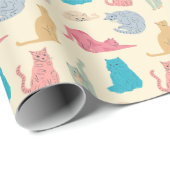 Pastelkatten Cadeaupapier (Rol Hoek)