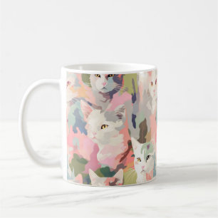 Pastelkatten Kleurrijk Patroon Koffiemok