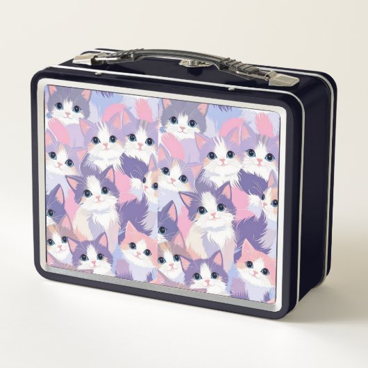Pastelkatten Metalen Lunchbox (Achterkant)