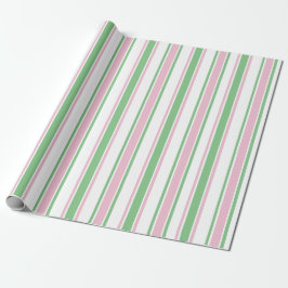 pastelkerstpapier | Roze en groen Cadeaupapier