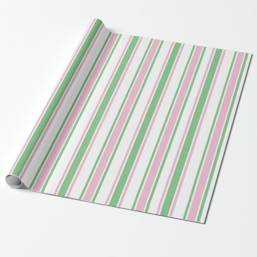 pastelkerstpapier | Roze en groen Cadeaupapier (Uitgerold)