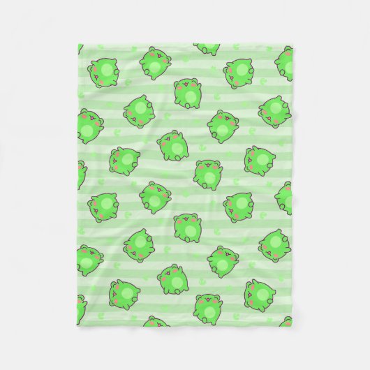 Pastelkikker Baby deken – Kawaii Green Stripes (Voorkant)