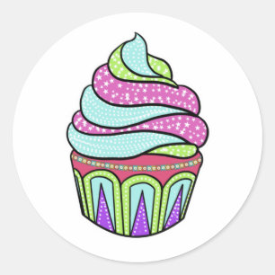 Pastelkleur kikkertaart ronde sticker