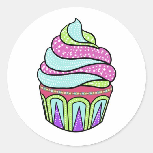 Pastelkleur kikkertaart ronde sticker (Voorkant)