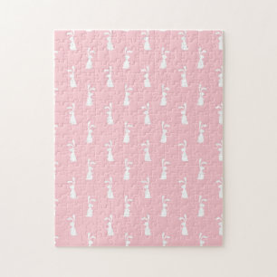 Pastelkleur Konijn Patroon Roze Achtergrond Huisdi Legpuzzel