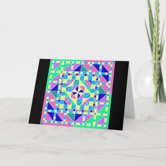 Pastelkleur Rangoli met Zwarte Grens 4 Kaart (Voorkant)