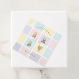 pastelkleurblok gouden baby shower bedankjes labels