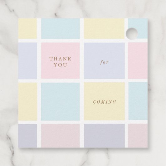 pastelkleurblok gouden baby shower bedankjes labels (Achterkant)