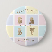 pastelkleurblok gouden baby shower ronde button 7,6 cm (Voorkant)