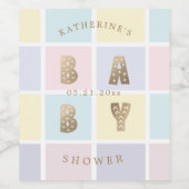 pastelkleurblok gouden baby shower wijn etiket (Enkel label)