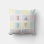 pastelkleurblokmonogram kussen (Voorkant)