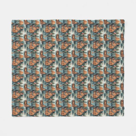  pastelkleuren Christmas Gingerbread huizen Fleece Deken (Voorkant (Horizontaal))