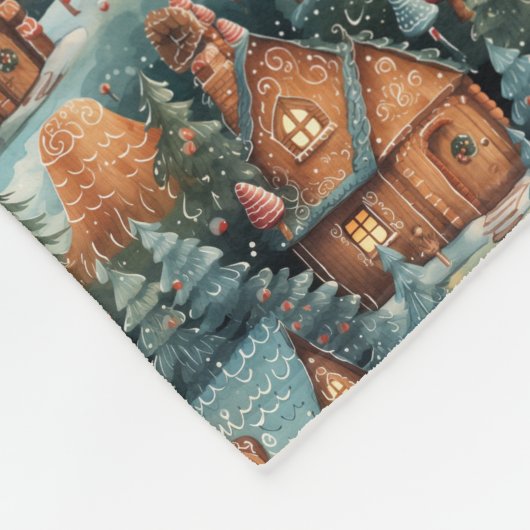  pastelkleuren Christmas Gingerbread huizen Fleece Deken (Hoek)