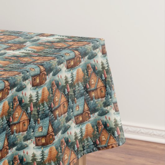  pastelkleuren Christmas Gingerbread huizen Tafelkleed (Voorbeeld)