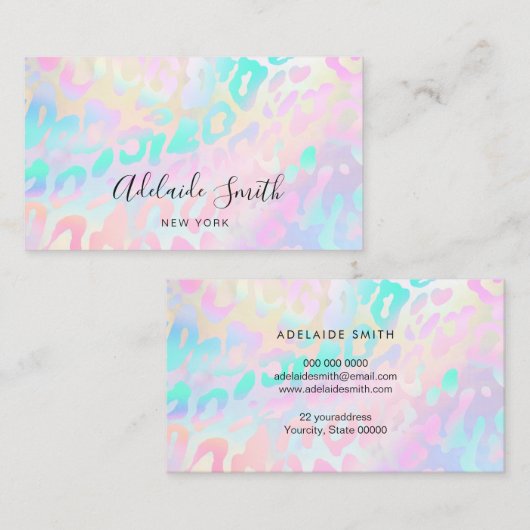 pastelkleuren dierlijk huidpatroon visitekaartje (Voorkant / Achterkant)