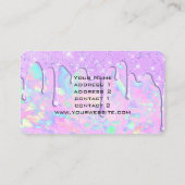 Pastelkleuren druipend paars visitekaartje (Achterkant)