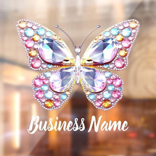 pastelkleuren edelstenen vlinder  raamsticker (Vel 2)