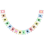  pastelkleuren esthetisch happy birthday vlaggetjes (Alle)