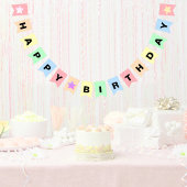  pastelkleuren esthetisch happy birthday vlaggetjes