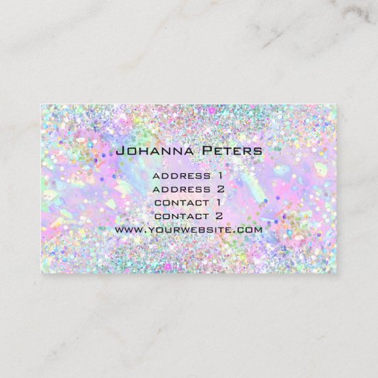 pastelkleuren faux glitter abstract optisch ontwer visitekaartje (Achterkant)