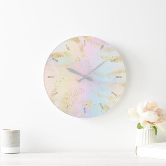 pastelkleuren faux glitter, effect grote klok (Huis)