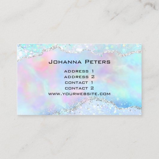 pastelkleuren faux glitter visitekaartje (Achterkant)