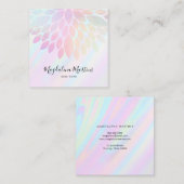 pastelkleuren FAUX holografisch effect dahlia Vierkante Visitekaartje (Voorkant / Achterkant)