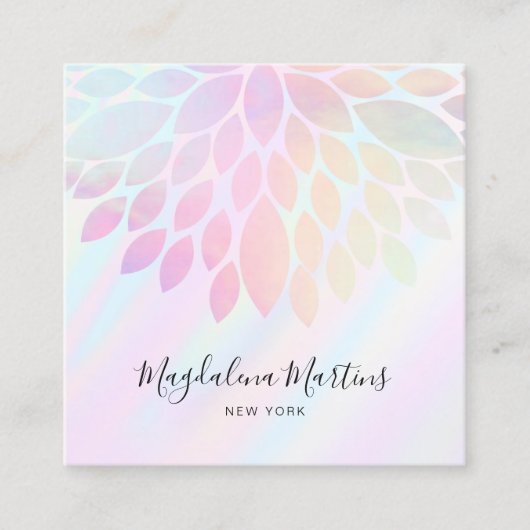 pastelkleuren FAUX holografisch effect dahlia Vierkante Visitekaartje (Voorkant)