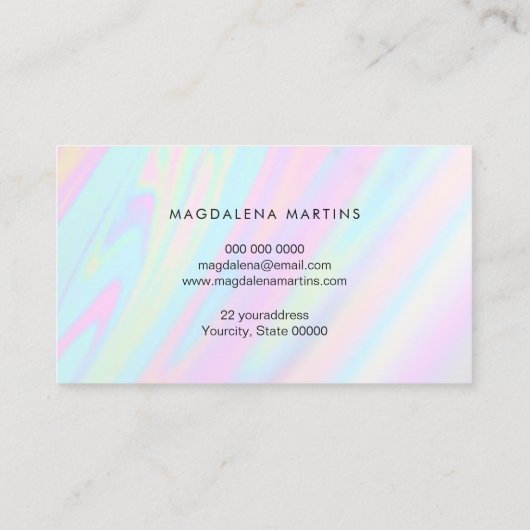 pastelkleuren FAUX holografisch effect lotus Visitekaartje (Achterkant)