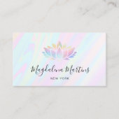 pastelkleuren FAUX holografisch effect lotus Visitekaartje (Voorkant)