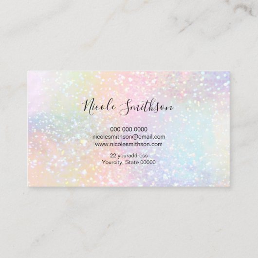 Pastelkleuren Faux Holograph visitekaartje (Achterkant)