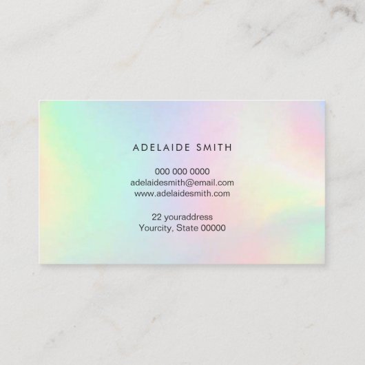 pastelkleuren FAUX iriserend effect Visitekaartje (Achterkant)