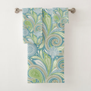 Pastelkleuren  florale paisleypatroon bad handdoek